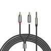 Кабель соединительный Jack 3.5mm(M) 2xRCA(M), 1.5 м, HOCO