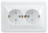 Розетка IEK Вега РСш12-3-ВБ, 2-х постовая, белый