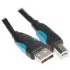 Кабель USB(Am)-USB(Bm), 5 м, черный, Vention