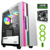 Корпус GameMax Brufen C3 WP, Midi-Tower, без БП, белый/розовый