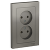 Розетка Schneider Electric AtlasDesign, 2-х постовая, стальной