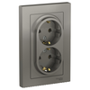 Розетка Schneider Electric AtlasDesign, 2-х постовая, стальной