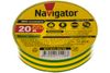 Изолента Navigator NIT-B15-20/YG, 130 мкм/1.5 см/20 м, желто-зеленая