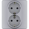 Розетка Legrand Inspiria, 2-х постовая, алюминий