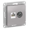 Розетка TV+RJ45 Schneider Electric AtlasDesign, алюминий