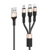 Кабель USB-Lightning 8-pin+Micro USB+USB Type-C, 1 м, черный/золотой, HOCO Xpress X26