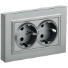 Розетка IEK Brite РС12-3-БрА, 2-х постовая, алюминий