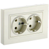 Розетка IEK Brite РС12-3-БрКр, 2-х постовая, бежевый