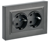 Розетка IEK Brite РСш12-3-БрТБ, 2-х постовая, бронза
