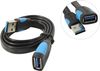Кабель-удлинитель USB(Am)-USB(Af), 50 см, черный, Vention