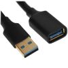 Кабель-удлинитель USB(Am)-USB(Af), 1 м, черный, UGREEN US129