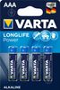 Батарейка Varta Longlife Power, AAA (LR03/24А), 1.5V, 4 шт