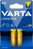 Батарейка Varta Longlife, AA (LR6), 1.5V, 2 шт