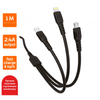 Кабель-переходник (адаптер) USB-Type-C/Lightning/microUSB, 1 м, черный GoPower 3-in-1 GP05