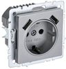 Розетка IEK BR-R14-16-U21-D21-K47, однопостовая, серебристый