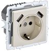 Розетка IEK BR-R14-16-U21-D21-K10, однопостовая, бежевый