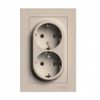 Розетка Systeme Electric AtlasDesign, 2-х постовая, песочный