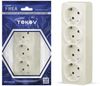 Розетка TOKOV ELECTRIC Frea, 4-х постовая, бежевый