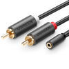 Кабель-переходник (адаптер) Jack 3.5mm(F) 2xRCA(M), 1 м, UGREEN