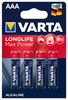 Батарейка Varta LONGLIFE MAX POWER, AAA (LR03), 1.5V, 4 шт