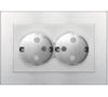 Розетка UNIVersal Афина A0050-S, 2-х постовая, серебро