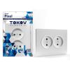 Розетка TOKOV ELECTRIC Pixel, 2-х постовая, белый