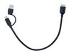 Кабель USB 3.0(Bm)-USB 3.1 Type-C(m)+USB 3.1 A(m), 30 см, черный, Telecom TUS714-0.3M
