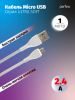Кабель USB-Micro USB, 1 м, серый, PERFEO ULTRA SOFT U4021