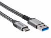 Кабель USB-USB Type-C, 2 м, серебристый/черный, VCOM CU401M