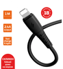 Кабель USB-Lightning 8-pin, 1 м, черный, GoPower GP07L