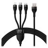 Кабель USB 2.0(Am)-USB 2.0 Type-C(m), 1.2 м, черный, Baseus Flash Series Ⅱ One-for-three CASS030001