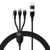 Кабель USB+USB Type-C-Lightning+MicroUSB+Type-C, 1.2 м, черный, Baseus Flash Series II