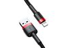 Кабель USB-Lightning 8-pin, 2 м, черный/красный, Baseus Cafule