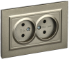 Розетка IEK Brite РС12-2-БрШ, 2-х постовая, шампань