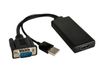 Кабель-переходник (адаптер) VGA(15M)/USB(Am)-HDMI(19F), 10 см, Kramer ADC-GM/HF (99-9698002)