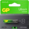Батарейка GP Ultra Plus Alkaline, AAA (LR03), 1.5V, 8 шт