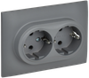 Розетка IEK SKANDY SK-R07Gr, 2-х постовая, серый