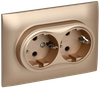 Розетка IEK SKANDY SK-R07Sa, 2-х постовая, песочный