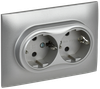 Розетка IEK SKANDY SK-R07S, 2-х постовая, серебристый