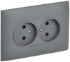 Розетка IEK SKANDY SK-R09Gr, 2-х постовая, серый