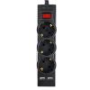 Сетевой фильтр Perfeo POWER-S, 3-розетки, 1.8 м, черный (PF_E1639)