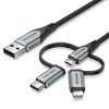 Кабель USB-Lightning 8-pin+USB Type-C+Micro USB, 1 м, черный, Vention CQJH