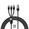 Кабель USB(Am)-Lightning 8-pin(m)/Micro USB(Bm)/USB Type-C(m), 1.2 м, черный, Baseus StarSpeed CAXS000001 (CAXS000001)