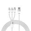 Кабель USB(Am)-Lightning 8-pin(m)/USB Type-C(m)/Micro USB(Bm), 1.2 м, белый, Baseus StarSpeed (CAXS000002)