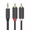 Кабель Jack 3.5mm(M) 2xRCA(M), 2 м, UGREEN AV102