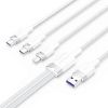 Кабель USB(Am)-Lightning 8-pin(m)/Micro USB(Bm)/USB Type-C(m), 1.5 м, белый, Vention CTR (CTRWG)