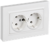Розетка IEK Brite РСПл12-3-БрАБ, 2-х постовая, арктический белый
