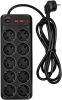 Сетевой фильтр POWERCOM SP-10, 10-розеток, 1.8 м, черный (SP-10 USB2A1СB 1,8М)