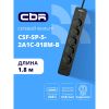 Сетевой фильтр CBR CSF-SP-5-2A1C-018M-B, 5-розеток, 1.8 м, черный (CSF-SP-5-2A1C-018M-B)