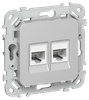 Розетка РК5е-2-0-ФлА RJ-45+RJ-45 скрытый монтаж, IEK (FI-K22-1-K47)